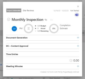Monthly Inspection Task With Project Documentation | Generate Document | ProjectReady | ProjectReady