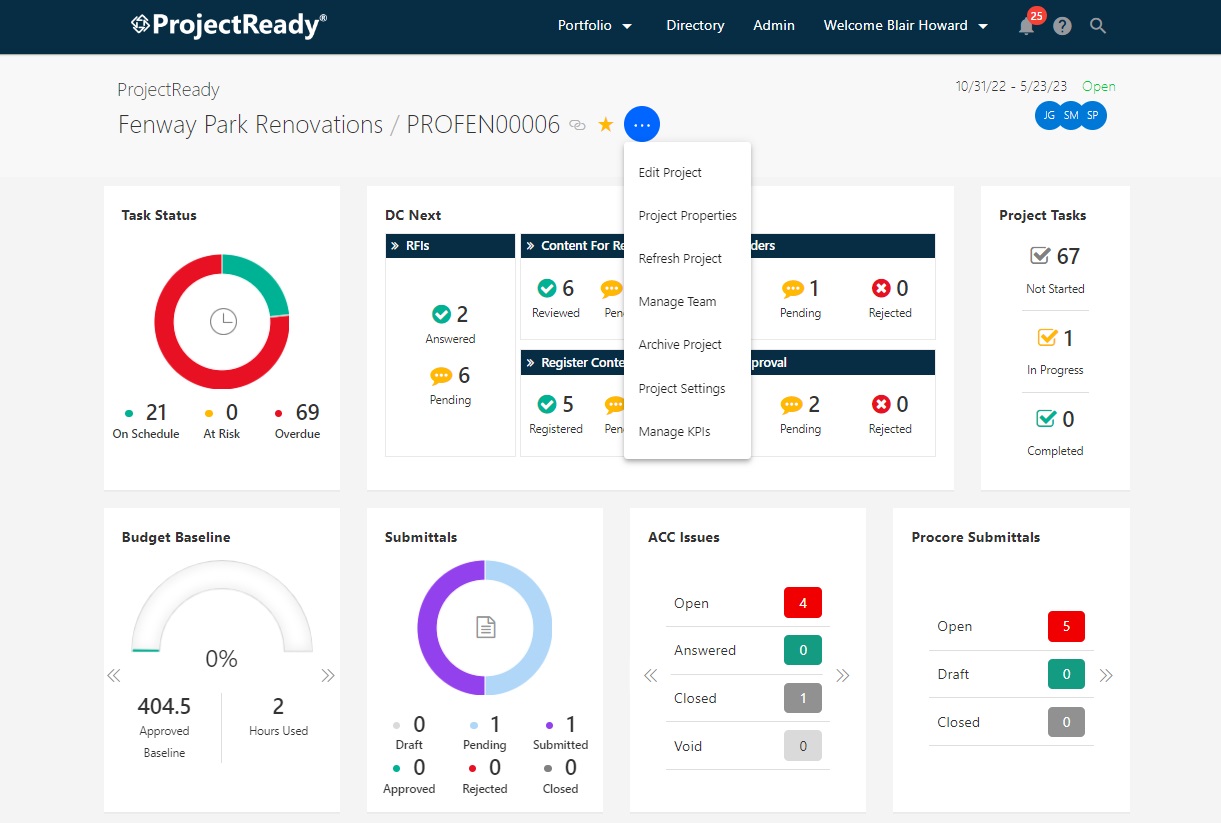 Dynamic Interface | Interactive Dashboard | Project Settings | ProjectReady | ProjectReady